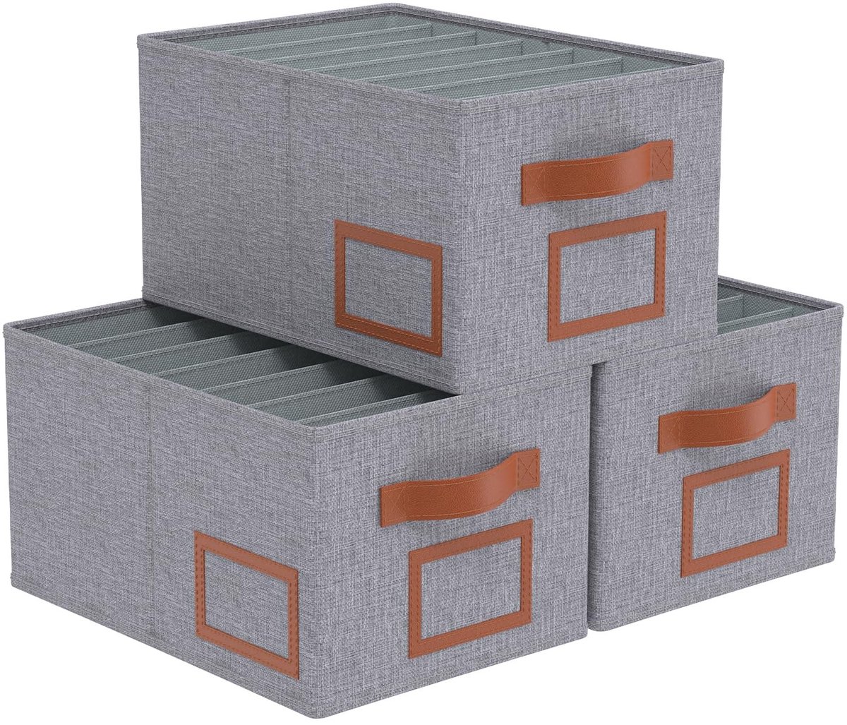 Omgoods - 3 Stuks Kledingopbergsysteem met Compartimenten Grijs