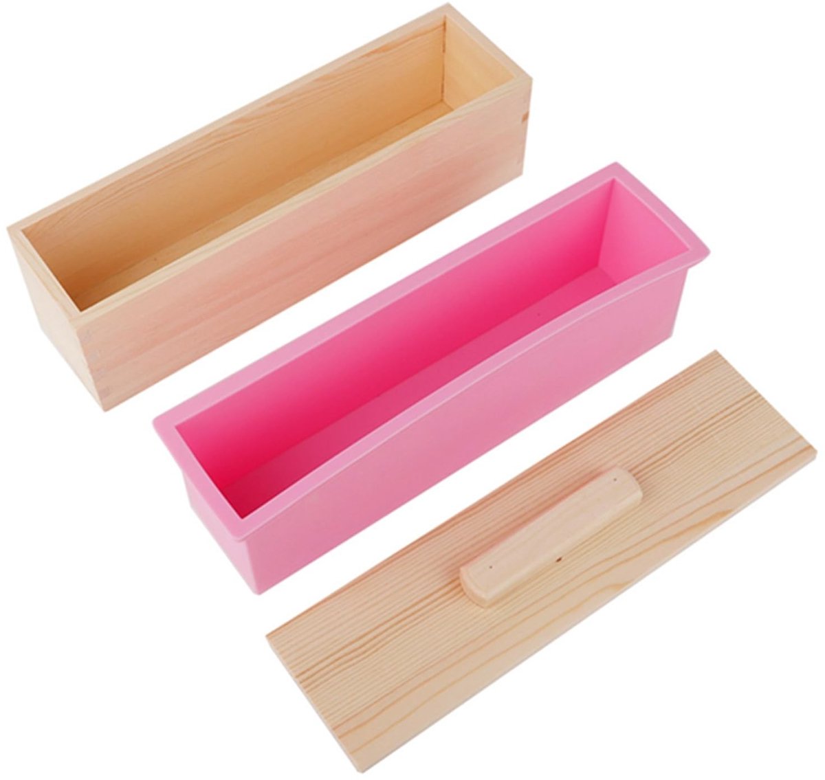 Omgoods- Siliconen Zeepvorm Hittebestendig - Bakvorm 900ML - Afneembare Houten Schaal - Vaatwasmachinebestendig - Veilig in Gebruik - Perfect voor DIY