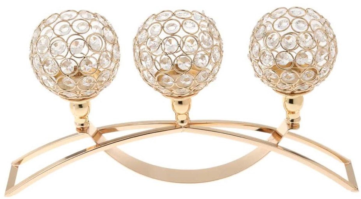 Omgoods - Gouden Kristallen Kaarsenhouder voor Feestelijke Decoratie