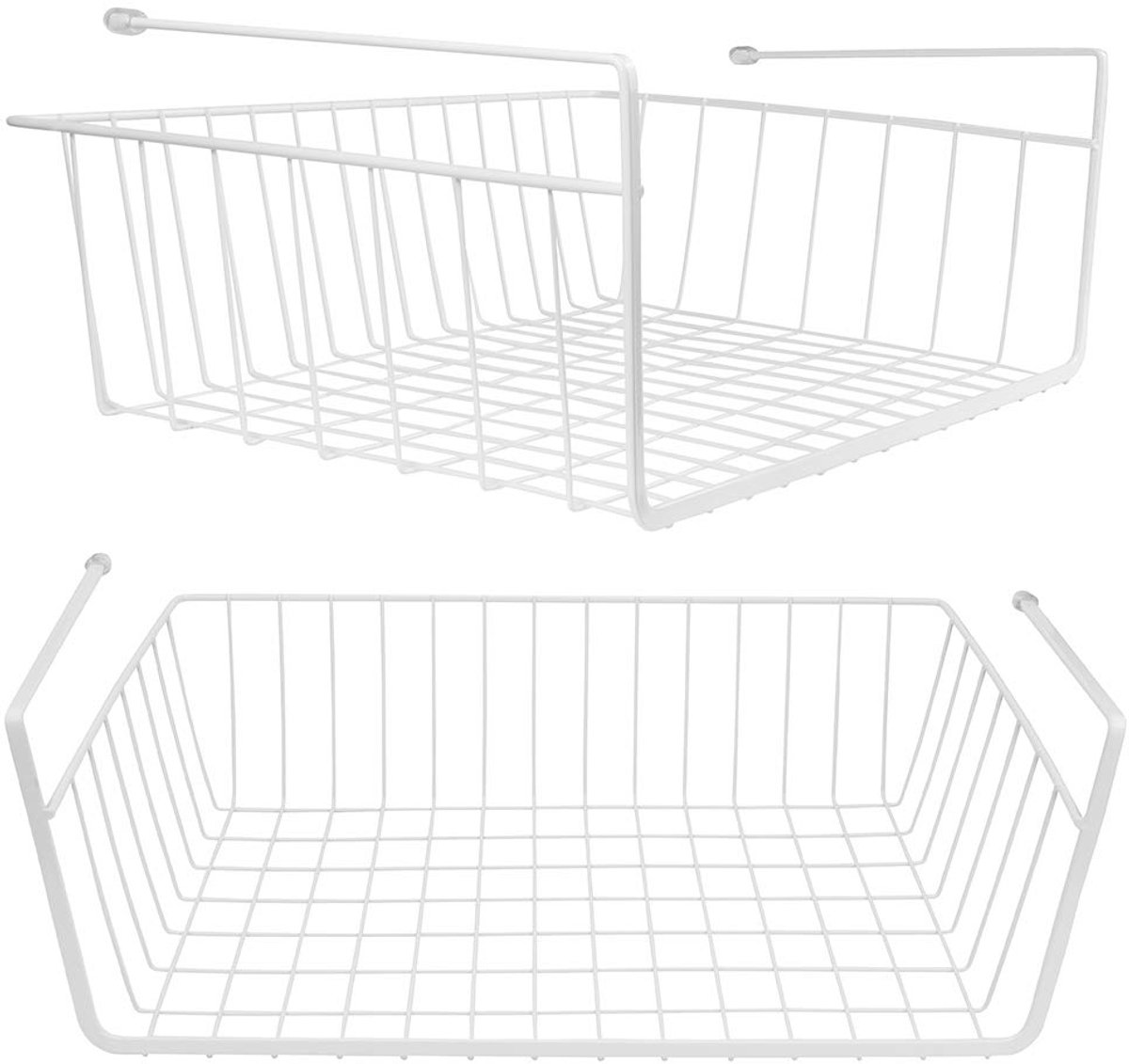 Omgoods- Opslagmand - Draadmand onder plank - Robuust staal - Wit - Eenvoudige installatie - Vergroot opslagruimte - Plankmand