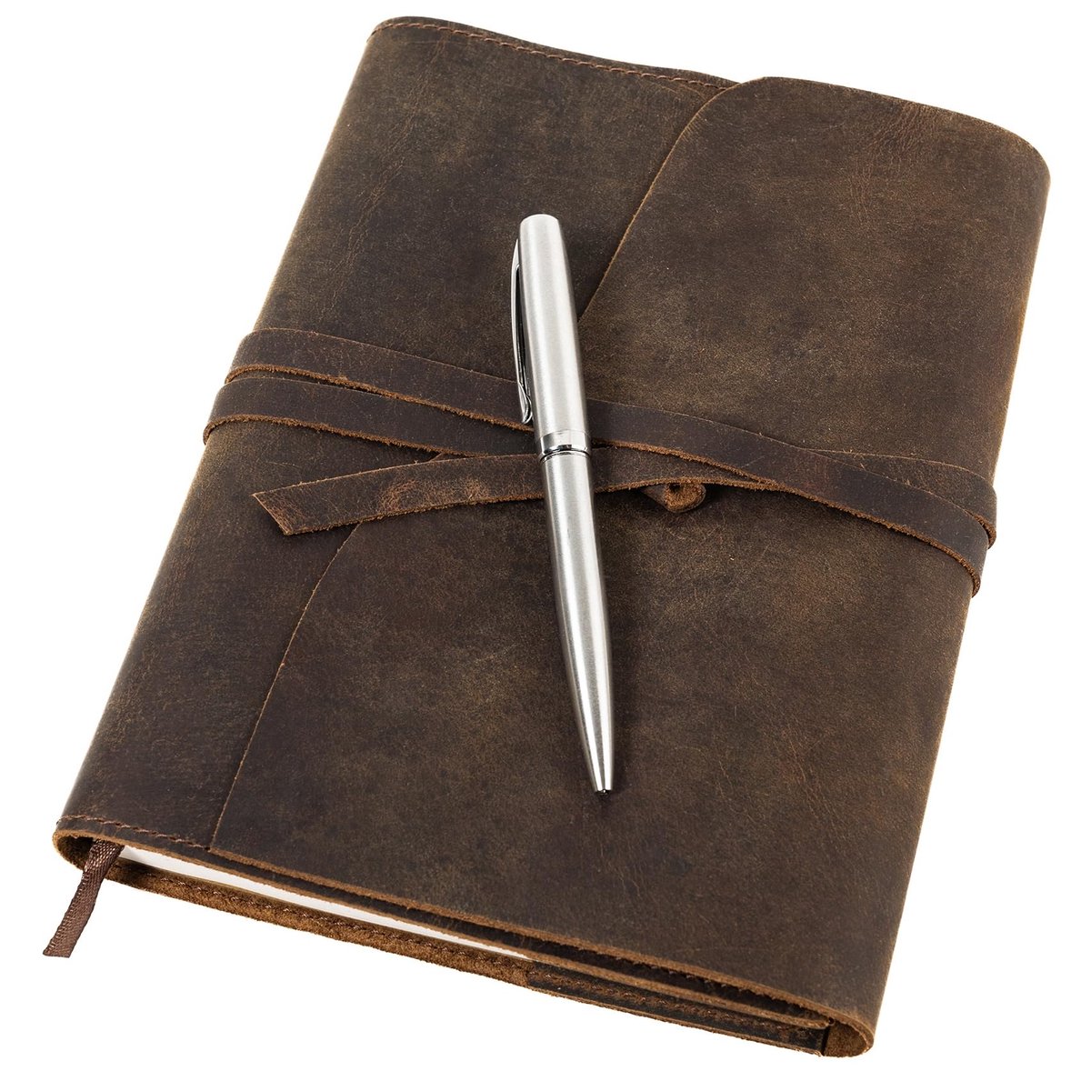 Omgoods - Refillable Lederen Notitieboek Cadeauset - Inclusief Luxe Pen - Perfect voor Reizen