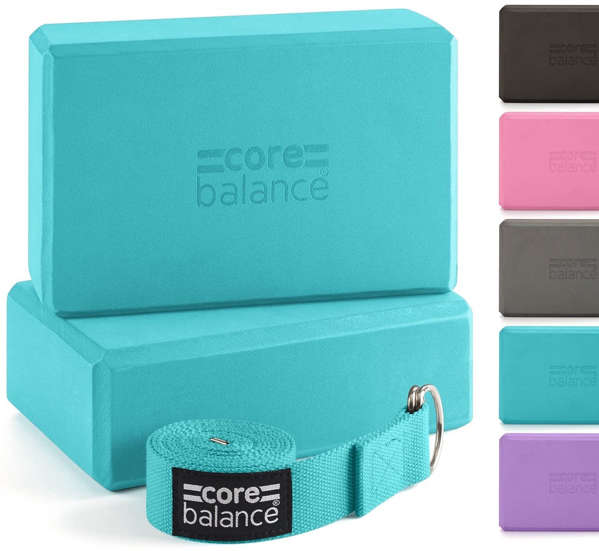 Omgoods - Yoga Blok Set met D Ring Stretch Riem