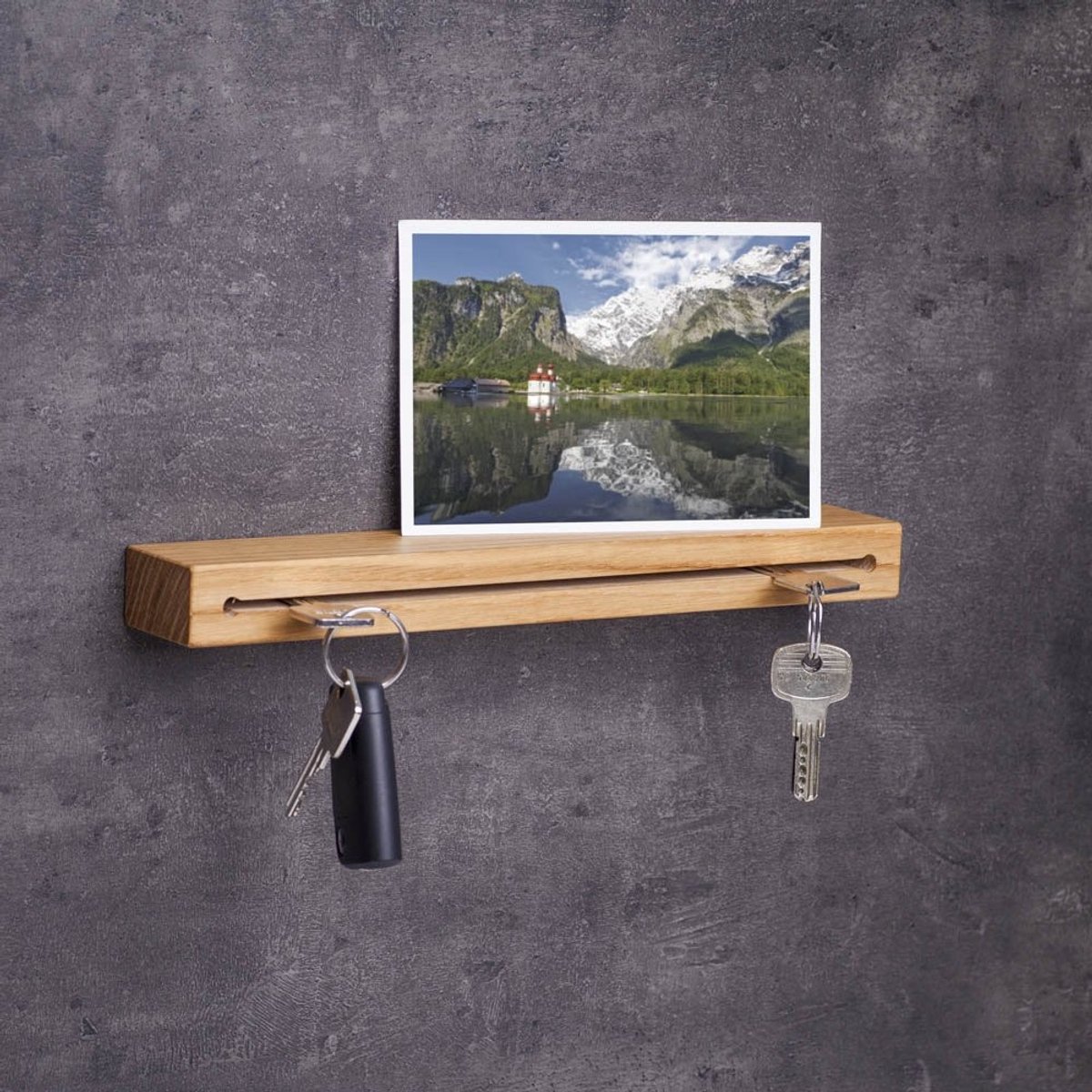 Omgoods - Houten Sleutelrek met Plank, 40 cm, Handgemaakt