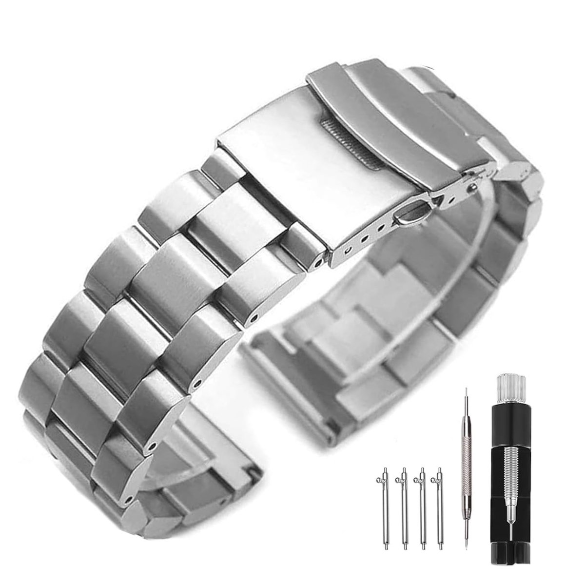 Omgoods - RVS Horloge Band met Dubbele Sluiting en Geborstelde Afwerking