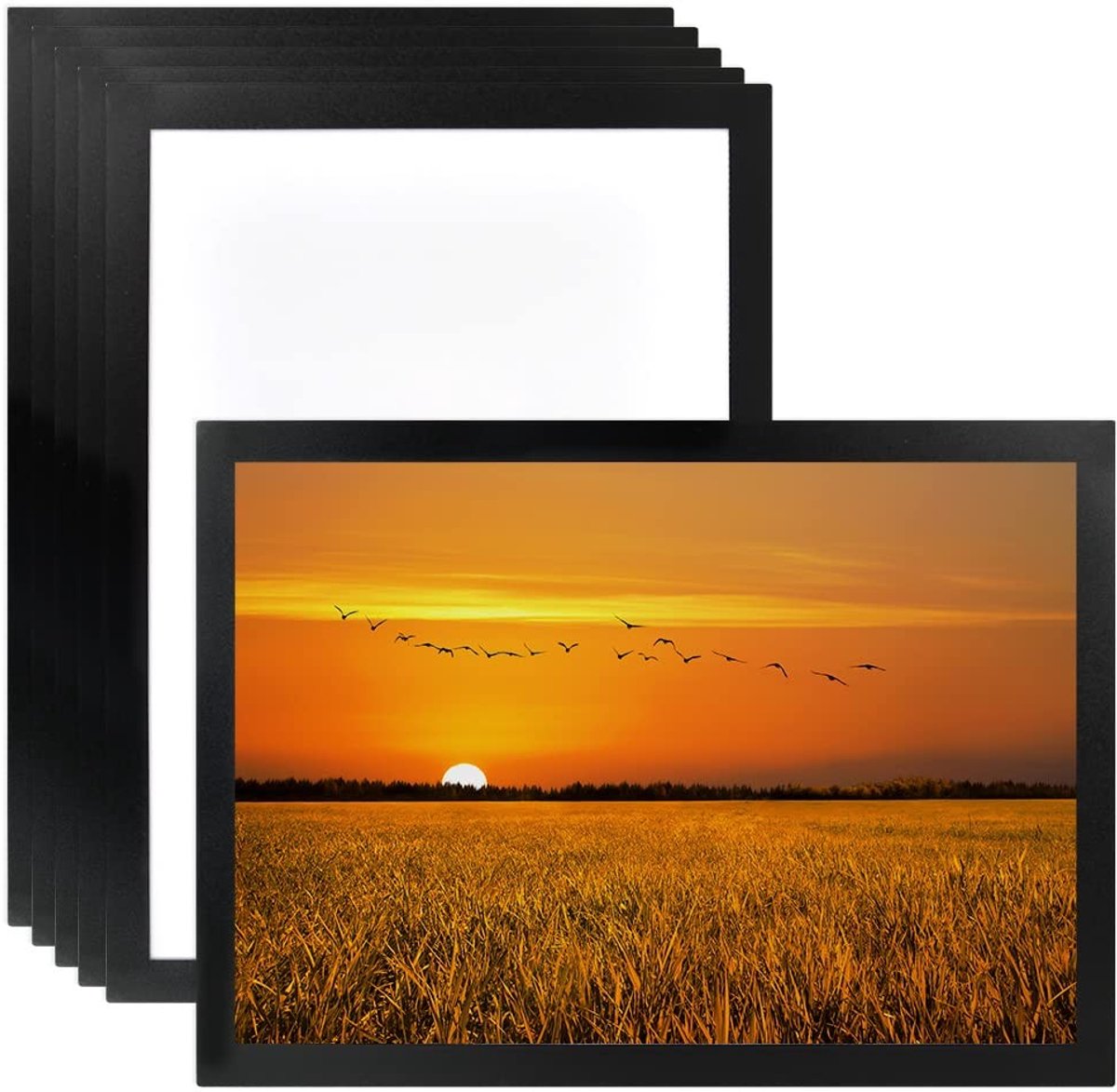 Omgoods - Magnetische Fotolijst A3 - Zelfklevende Diamantschilderijlijsten - 6 Stuks - Zwart - Display en Bescherming - Geschikt voor Thuisgebruik...