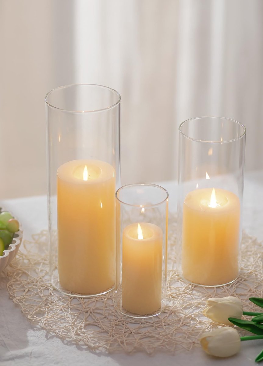 Omgoods - Set van 3 Glazen Cilindervazen voor Tafeldecoratie