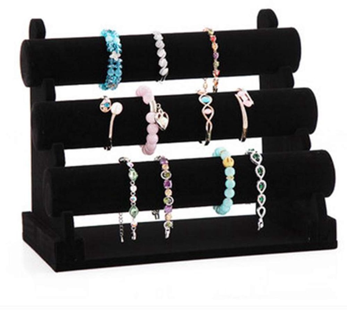 Omgoods - 3 Laags Velvet Sieradenhouder voor Armbanden en Kettingen
