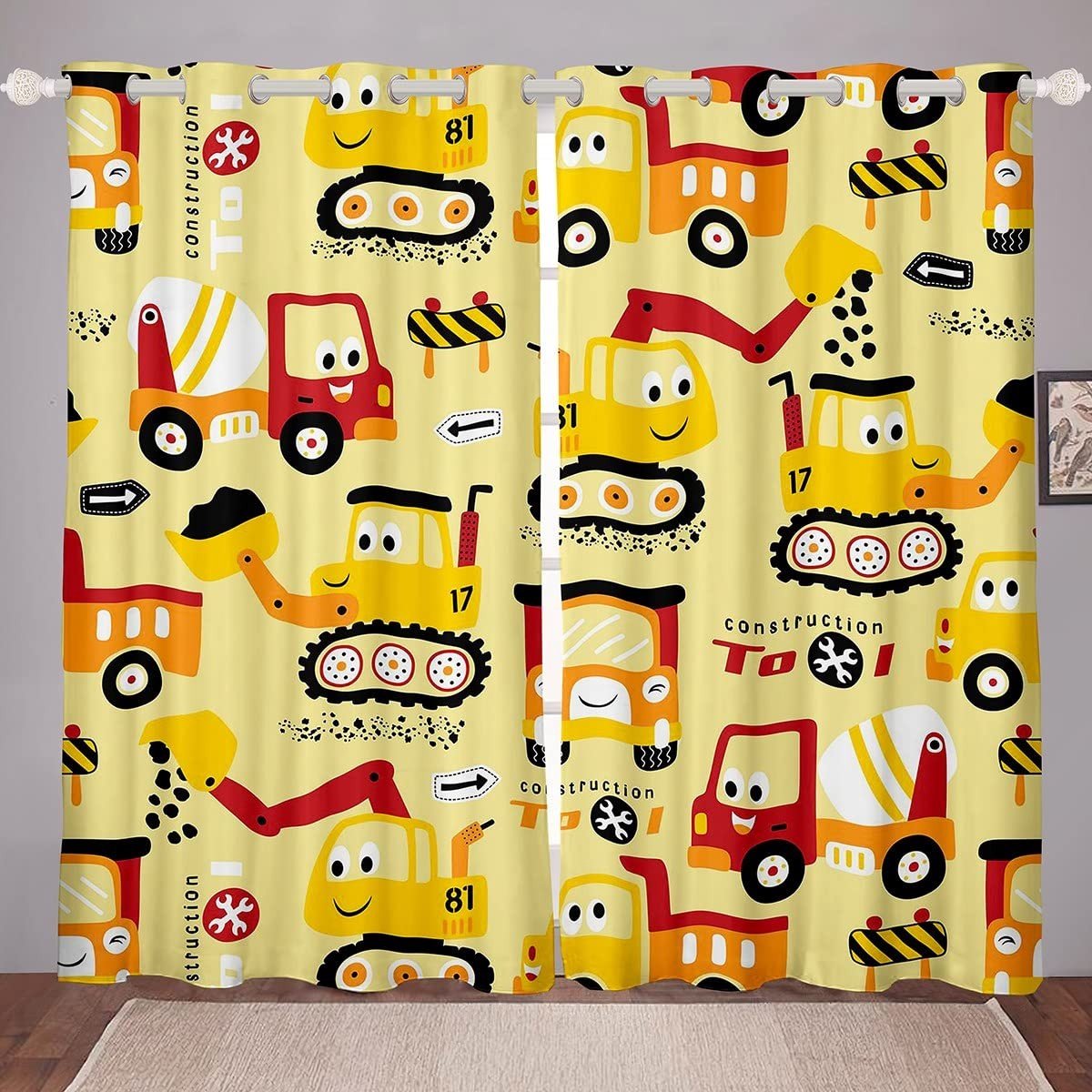 Omgoods - Kinder Gordijnen met Voertuigen Print voor Slaapkamer en Woonkamer