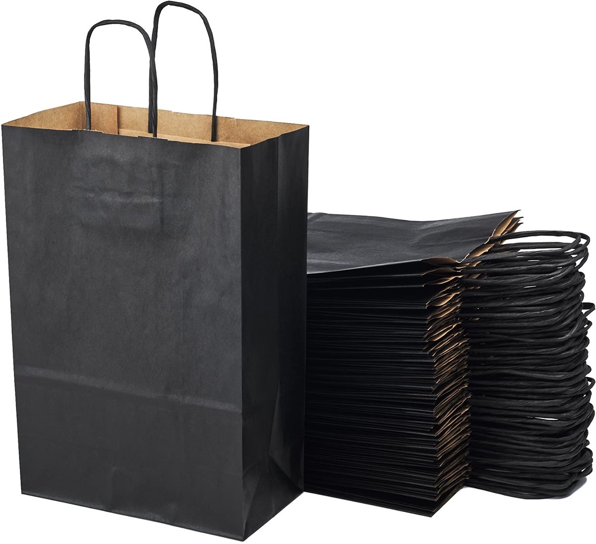 Omgoods - 50 Zwarte Kraft Papieren Tassen met Handvatten