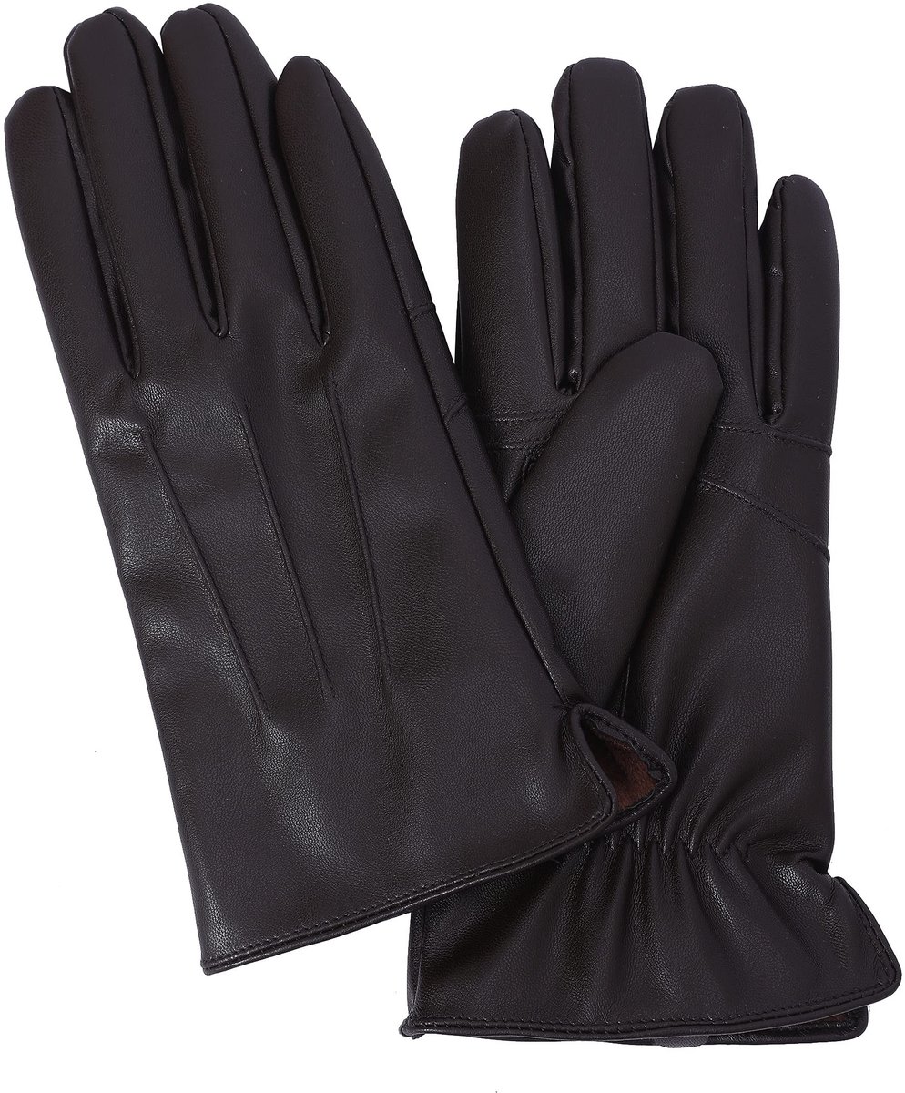 Omgoods - Heren Leren Rijhandschoenen met Fleece Voering in Bruin