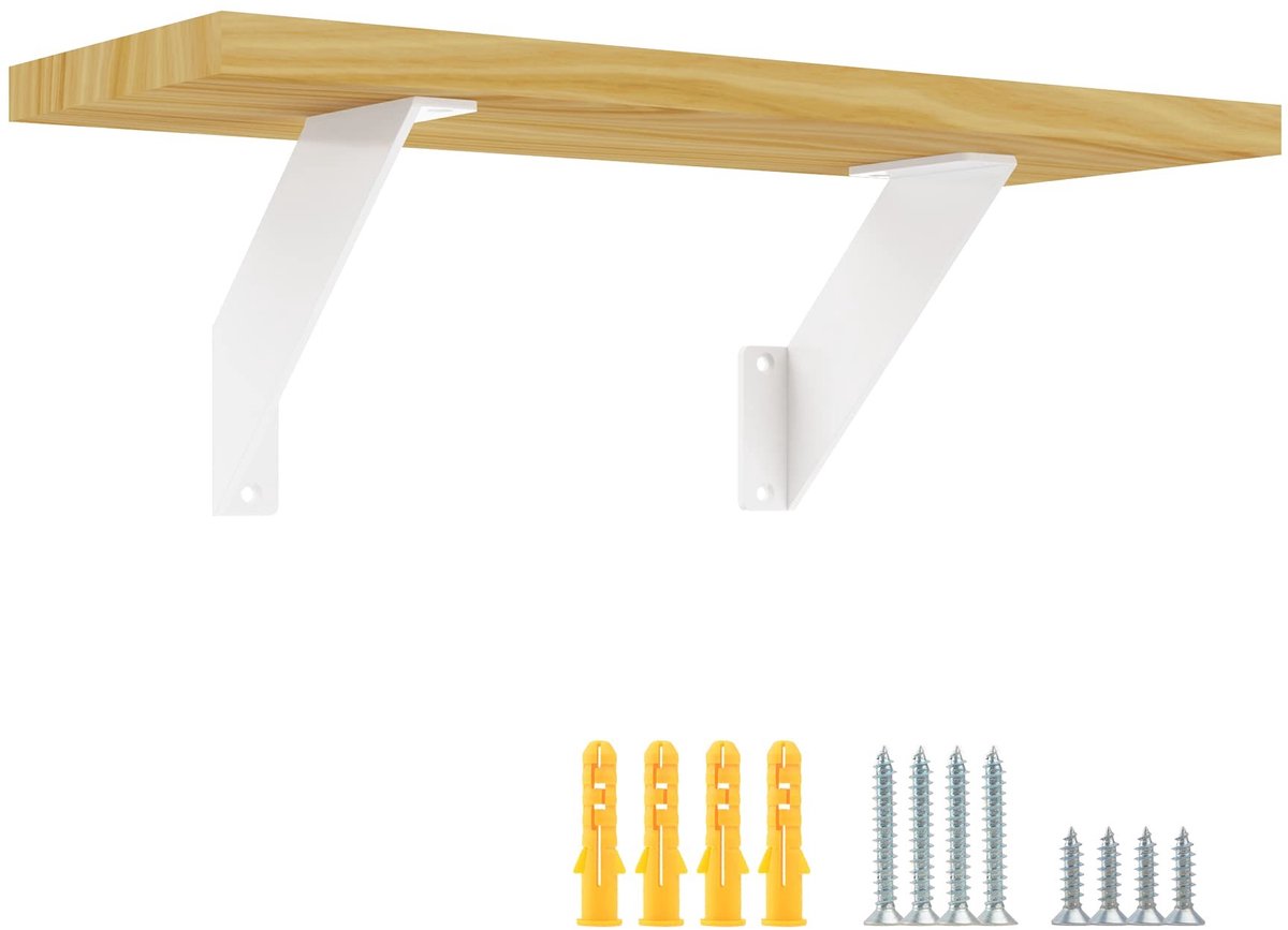Omgoods - Vintage Set van 2 Wandplanksteunen in Wit