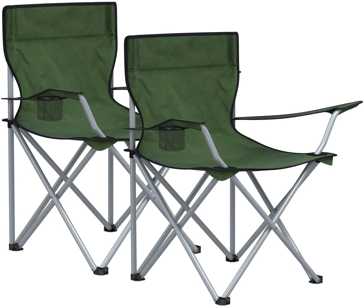 Omgoods - Opvouwbare Campingstoel met Armleuning en Bekerhouder