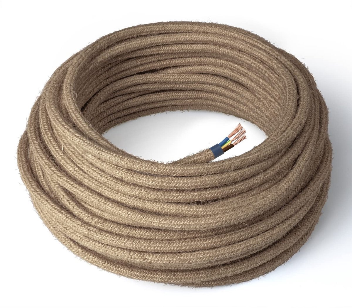Omgoods - Textiel Kabel voor Lampen JUTE, 20m met Aardleiding