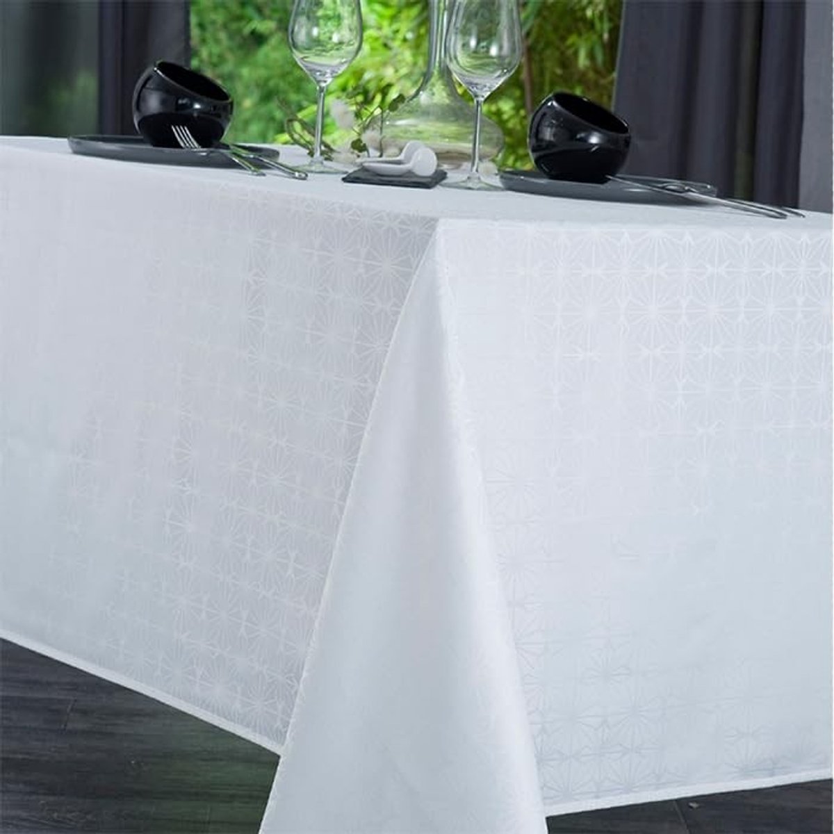 Omgoods - Damast Tafellaken 160x350 cm Wit