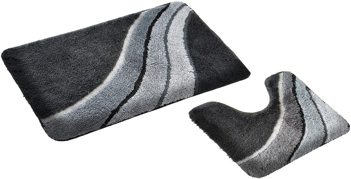 Omgoods - 2-Piece Badmat Set, Grijs met Snijvorm