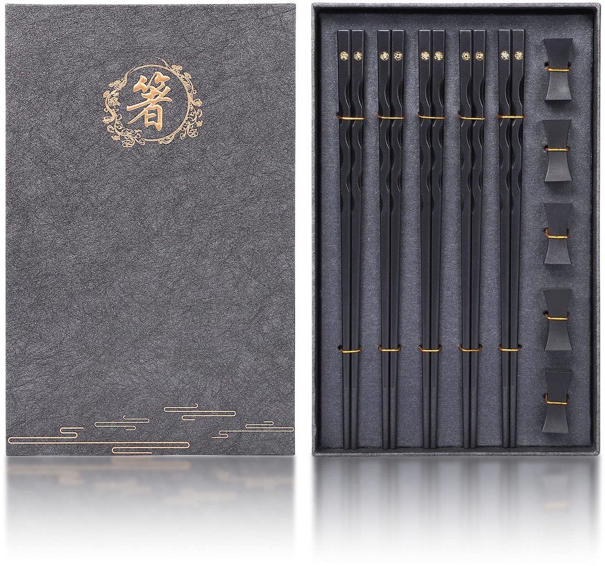 Omgoods - Herbruikbare Chopsticks met Houder, 5 Paar van Hoogwaardige Glasvezel