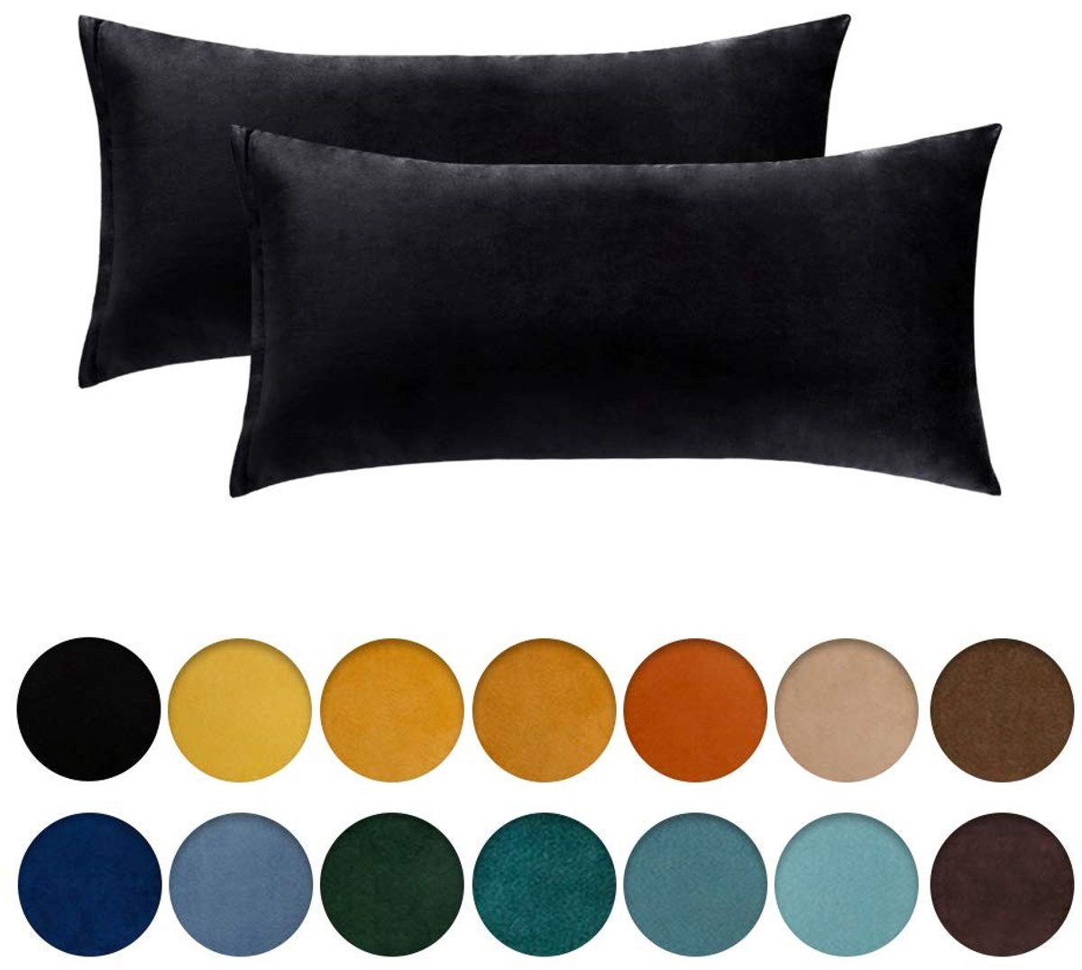 Omgoods - Luxe Fluweel Sierkussenslopen - Zwart - 40x80 cm - Set van 2