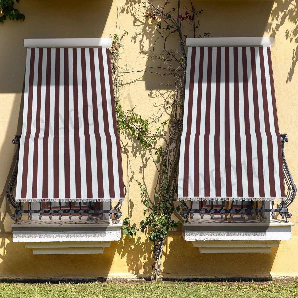 Omgoods - Duurzame Zonnescherm voor Buiten, Bruin en Wit
