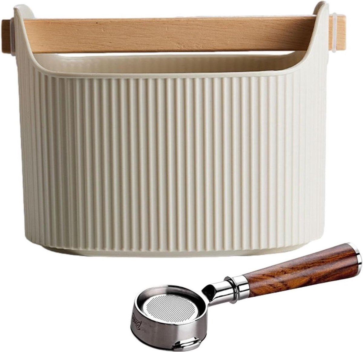 Koffie Knock Box - Espresso Afvalemmer Koffiedik - Espresso Bereiding Schoonhouden - Antislip Schokabsorberend - 1300 ml - Wit
