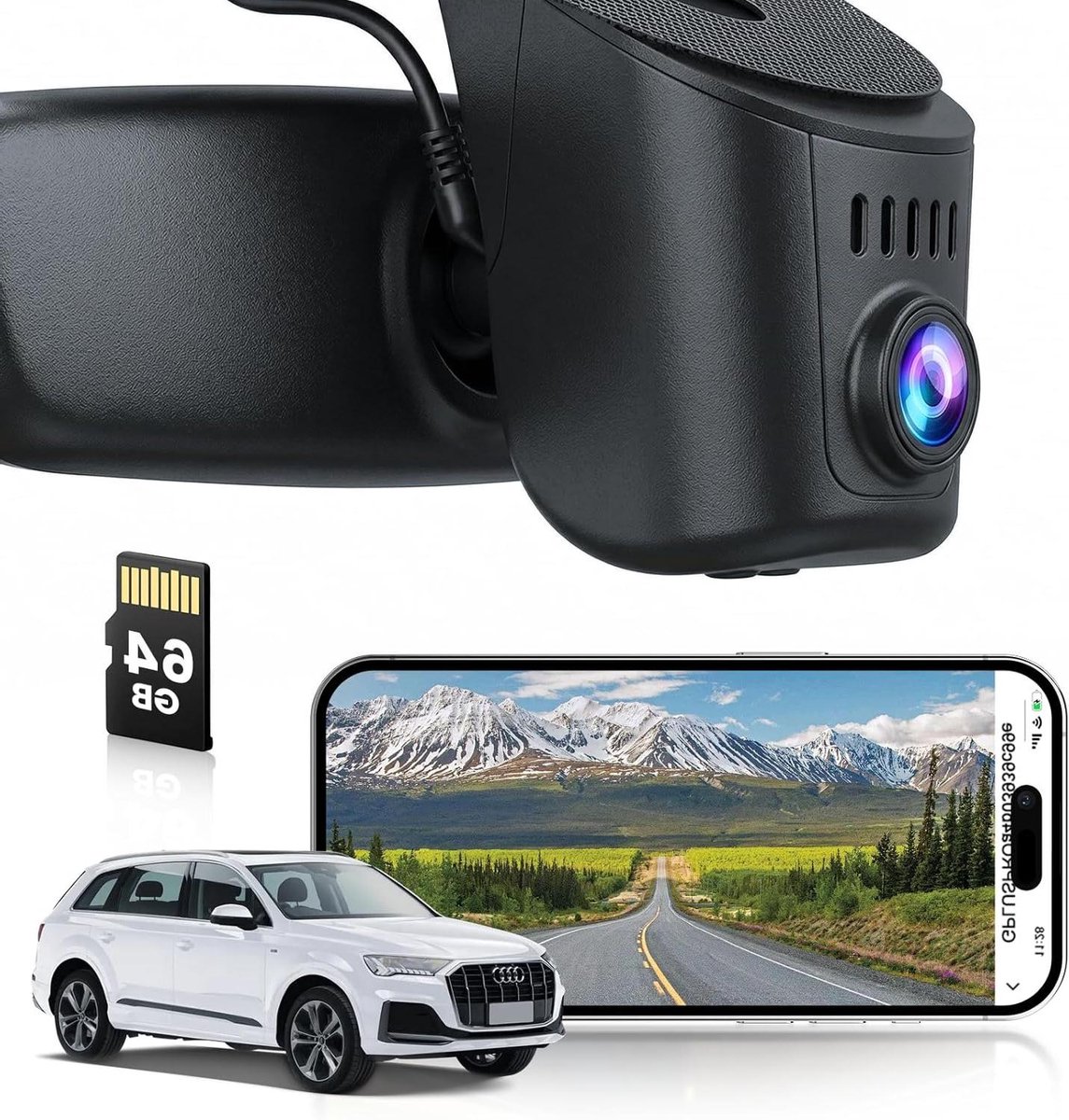 Dashboardcamera - Autocamera DVR - Veilige Rit Registratie - 4K Ultra HD Resolutie - 64 GB SD-kaart - Zwart