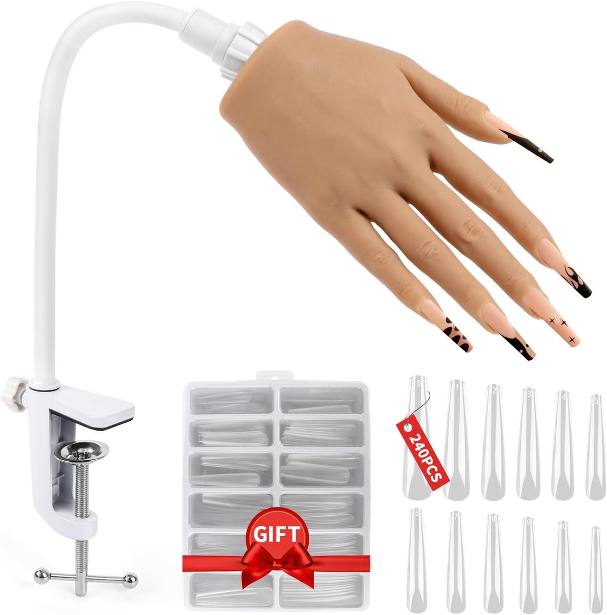 Oefenhand voor Acrylnagels - Flexibele Silicone Nagelpraktijkhand voor Beginners - Buigbare Nephand voor Professionele Salons, Thuisgebruik en DIY Nagelkunst
