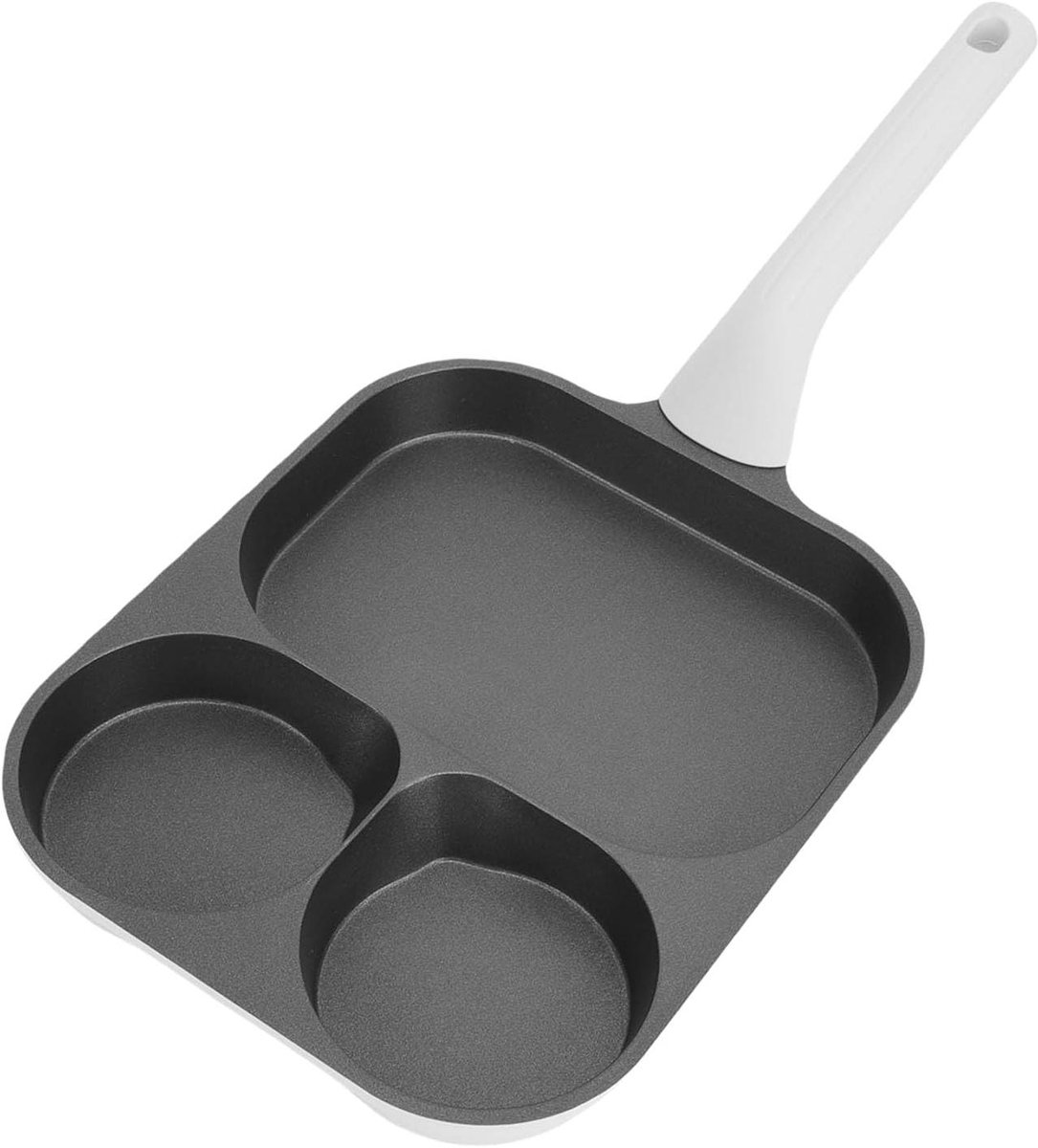 Koekenpan 3 in 1 - Omeletpan Spekpannenkoekenpan - Ontbijt Bereiden - Anti-aanbak Ti-legering - 3 Kopjes - Zwart