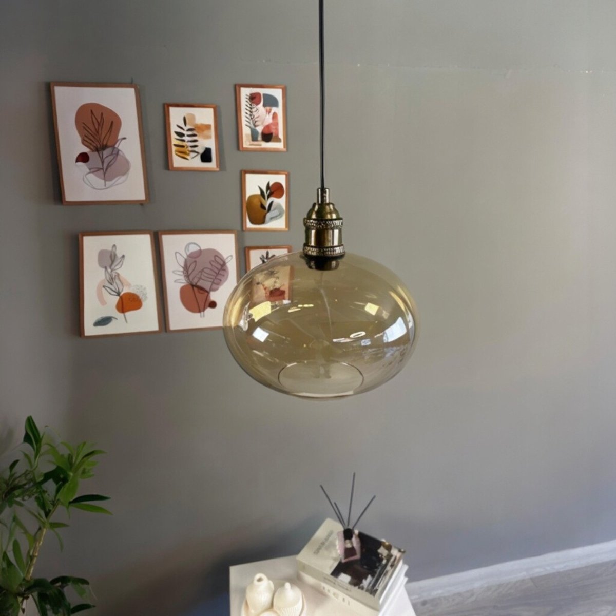 Bamyum Solvia hanglamp, industriële Modern stijl, Ø20 cm, honingkleur metalen lamp