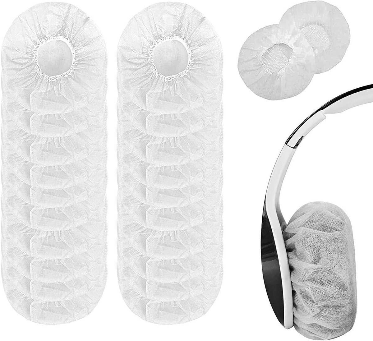 Verwisselbare Oorkussens voor Hoofdtelefoons, 100 Stuks Wegwerp Oorkappen, Zachte Non-Woven Earpads voor On-Ear Hoofdtelefoons, Ideaal voor Bescherming en Comfort