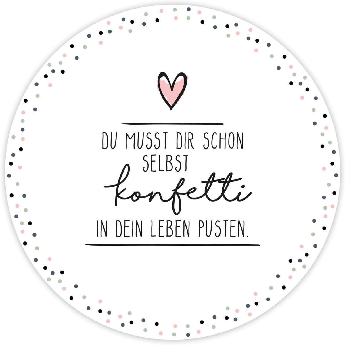 Muismat rond Ø 22 cm - confetti motief met tekst - anti-slip - perfect voor tieners - ShopVlot
