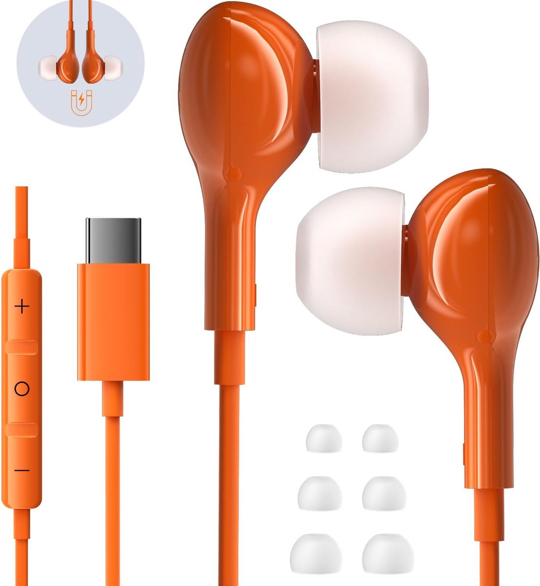 C Hoofdtelefoon voor iPhone 17 Pro Max Samsung Galaxy S26 S25 S24 ultra A17 A16 A56 In Ear USB C Oordopjes Bedrade Type C met Microfoon Volumeregeling voor iPhone 16 15 Pixel 10 9 8 HIFI Stereo