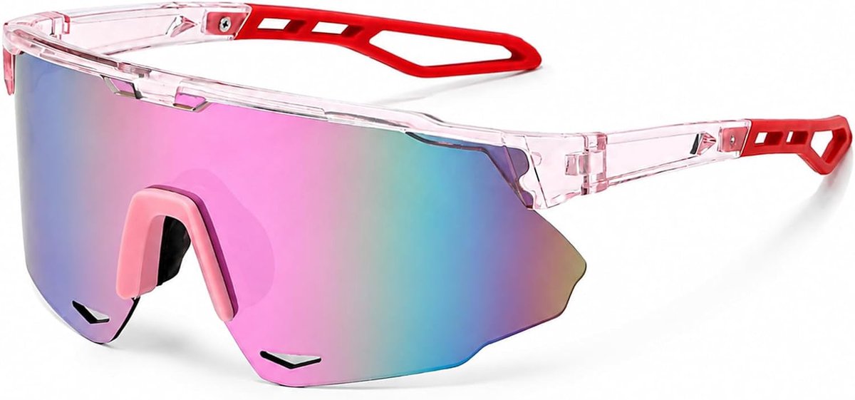 snelle sportbril voor heren en dames, PC eendelige gebogen lens, fietsbril voor wielrennen, hardlopen en wandelen, anti-reflectie lichtgewicht ontwerp, zwart