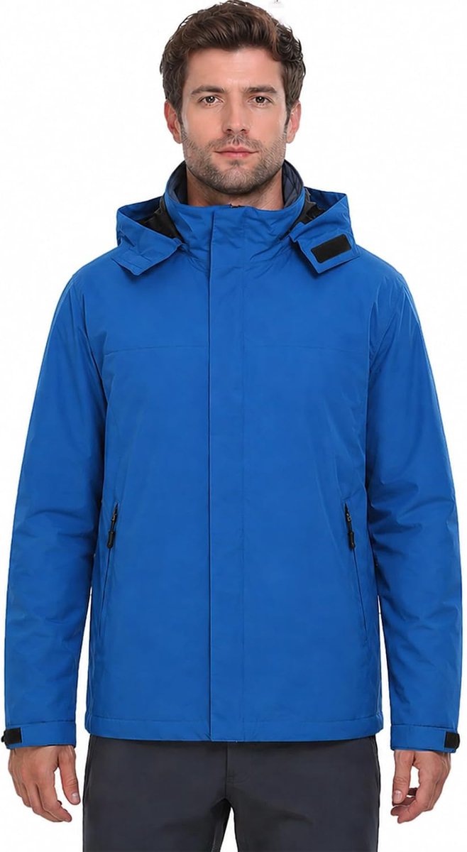 Waterdichte Jas Heren Lichtgewicht Trenchcoat Heren Waterdichte en Ademende Outdoorjas Met Afneembare Capuchon Geschikt Voor Wandelen en Kamperen