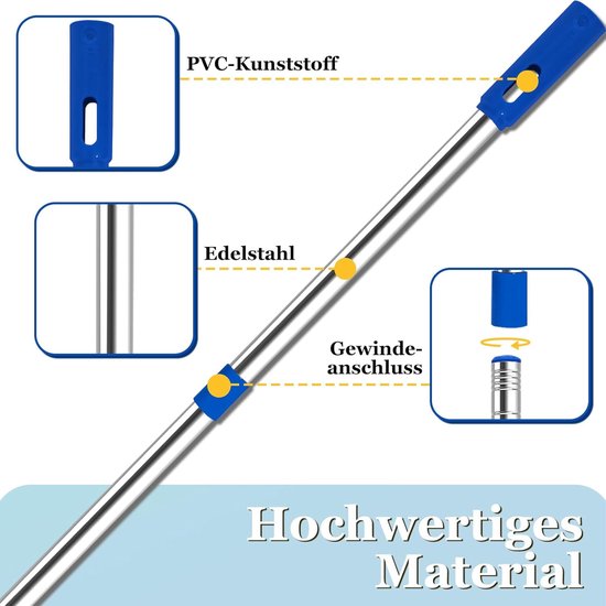 telescoopstaaf voor kleine zwembaden en bubbelbaden, zwembadstaaf verstelbaar van 80 cm tot 117 cm, zwembadtoebehoren van roestvrij staal Compact en robuust, zwembadstaaf uitschuifbaar voor — afbeelding 2