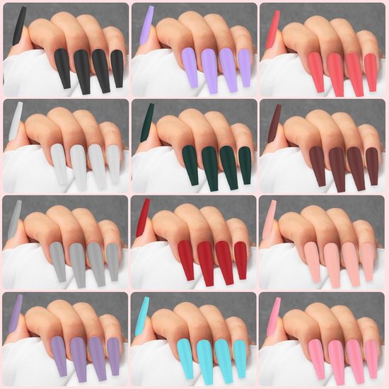 576 stuks effen kunstnagels, 24 kleuren, matte finish, press-on nagels, ballerina, volledige dekking, press-on nails kit — afbeelding 3