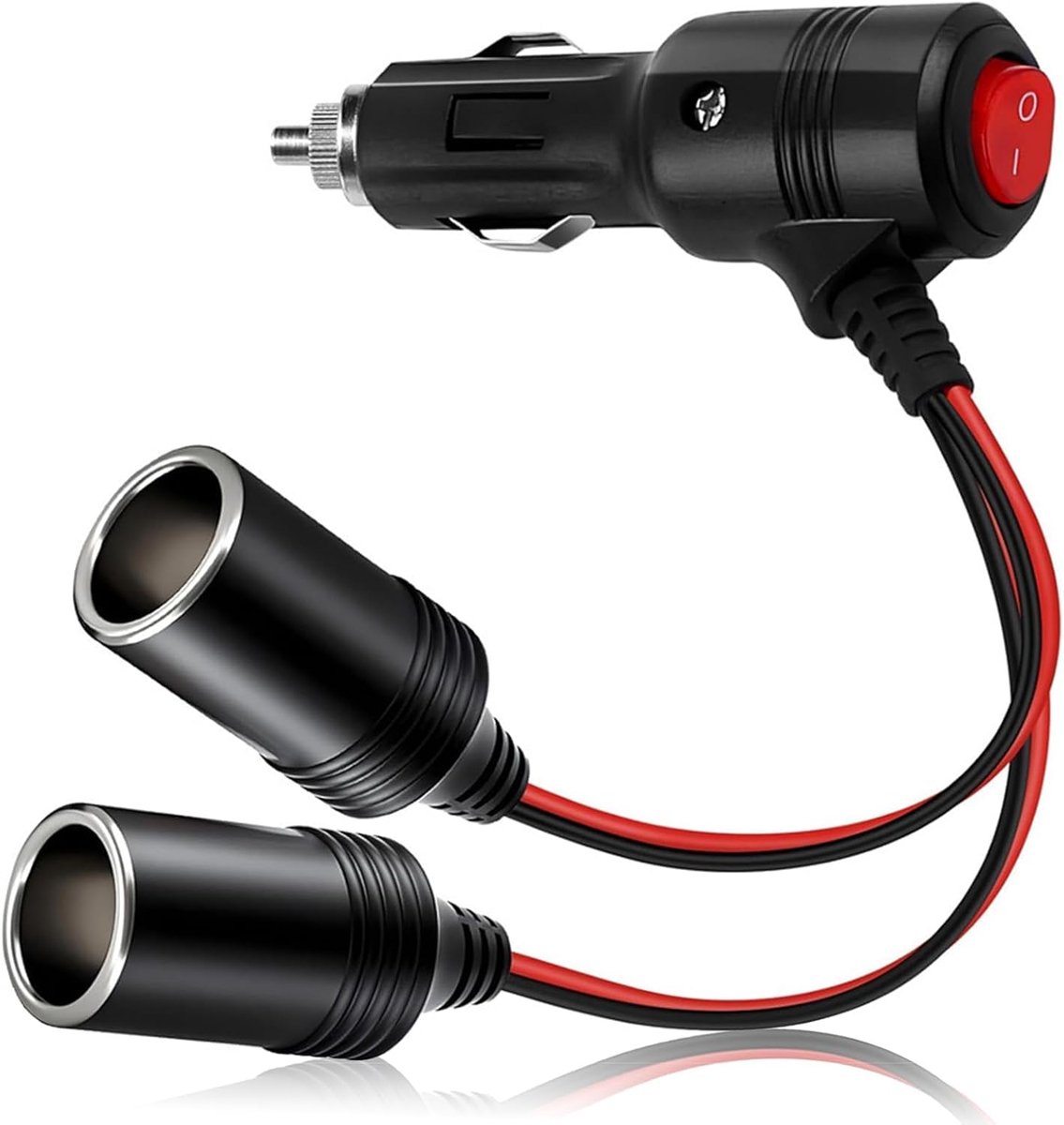 Cigarette lighter splitter adapter - 1 naar 2 aansluitingen - met aan/uit schakelaar - veilig opladen in auto of boot - ShopVlot