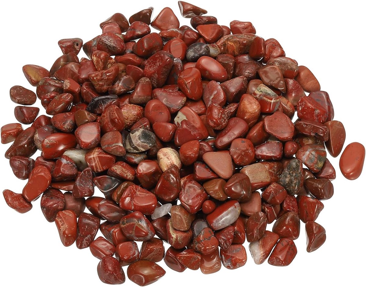 Geslepen Chips Stenen, 500g/1lb Fluoriet Geslepen Grind Edelsteen Gemalen Stenen Kristal Natuurlijke Rotsen in Bulk voor Sieraden Maken Ambachten Vaasvuller Plantendecor, Rode Jaspis
