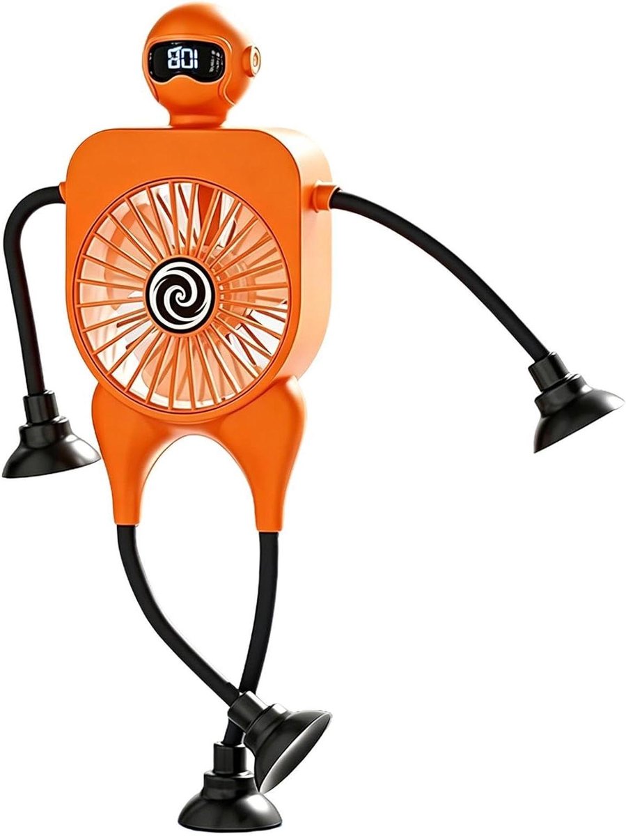 Bureauventilator - Kleine ventilator - Persoonlijke koeling - 100 windsnelheden - 26x26 cm - Oranje