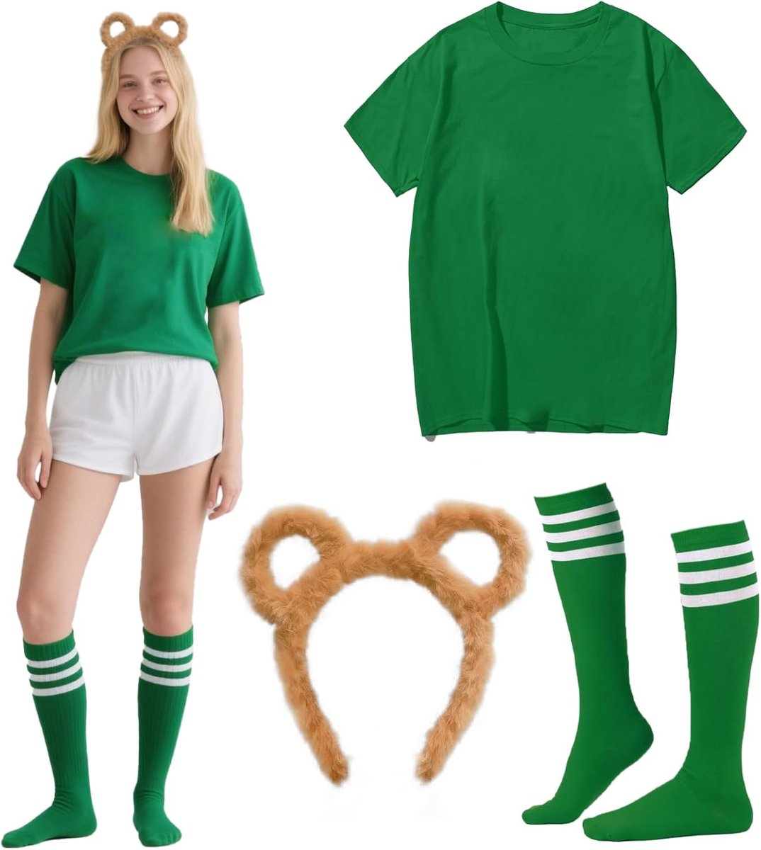 3 STKS Chipmunks Kostuums Set Met Chipmunk Hoofdband T-Shirt Voetbal Sokken Chipmunks Fancy Dress Leuke Dieren Dress Up Set Geschikt Voor Halloween Carnaval Rollenspel Party