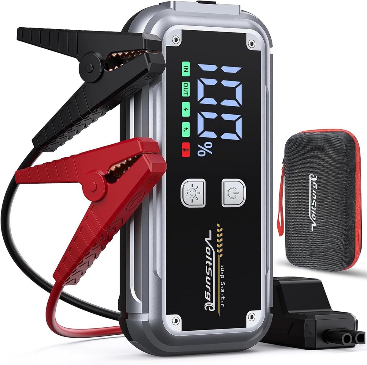 SnelShoppen - Draagbare Starthulp met 6000 A Piekstroom, Powerbank met USB-Snel Opladen 3.0, LCD-Scherm en Zaklamp voor Benzinemotoren en Dieselmotore