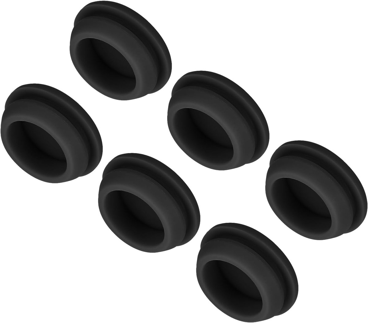 6 stuks siliconen stoppen voor gaten, montage diameter 20 mm, smalle groefbreedte 2 mm, gatafdekkingen, ronde plaat, rubber, waterdicht voor laboratorium, zwart