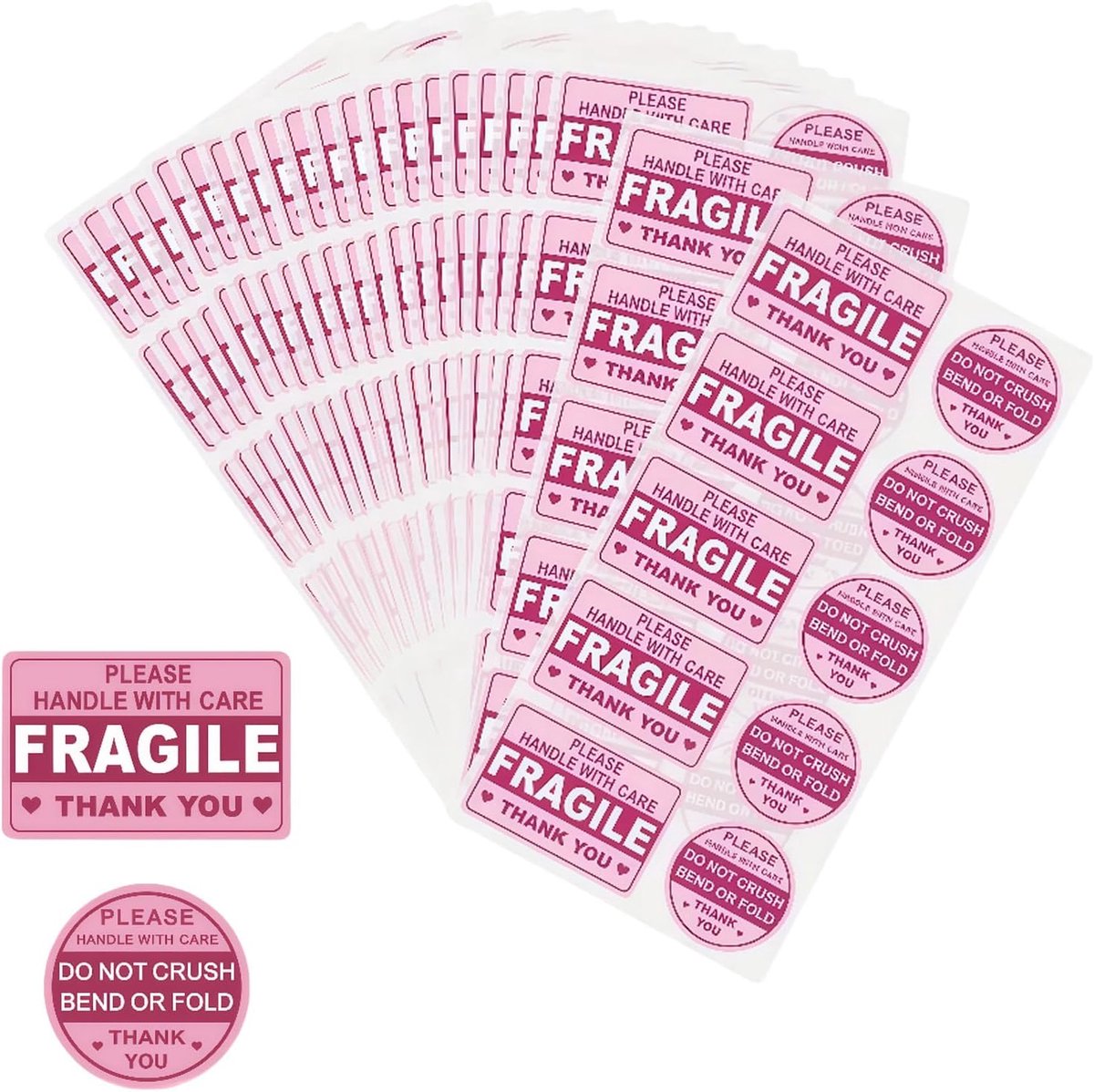 200 stuks roze breekbare stickers voor verzending niet verpletteren buigen of vouwen handvat met zorg etiketten zelfklevende waarschuwing stickers voor verzending verzenddozen enveloppen