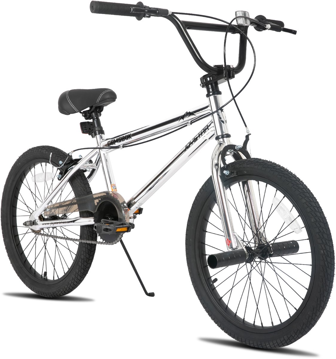 JOYSTAR Gemsbok 20" BMX-fiets voor Kinderen - Freestyle Stuntfiets met Dubbele Handremmen - 20 Inch Wielen - Zilver - Leeftijd 7-10 Jaar