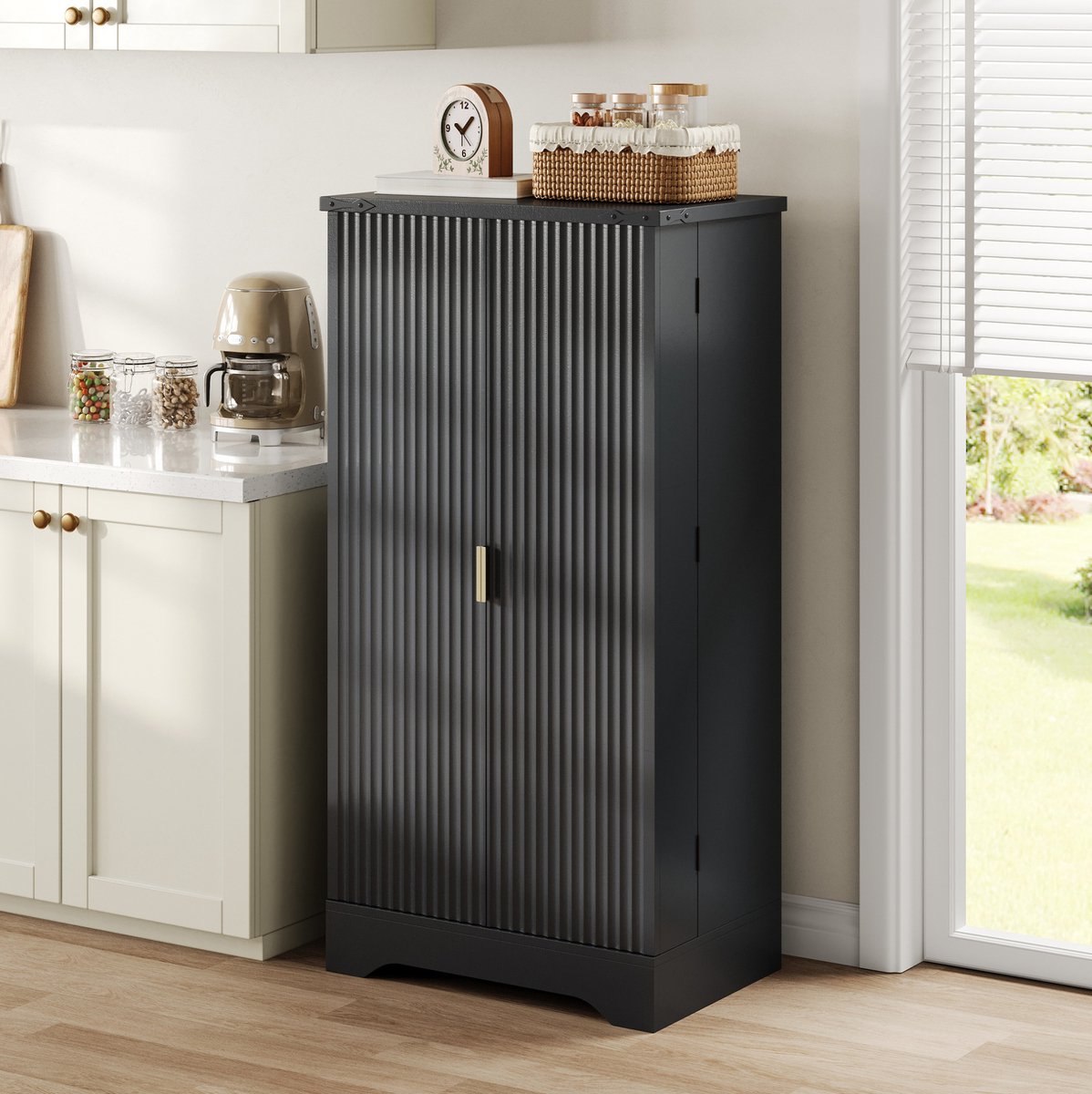 COVREO Keukenkast 120x60,5x40 cm zwart, MDF met LED sensorlicht