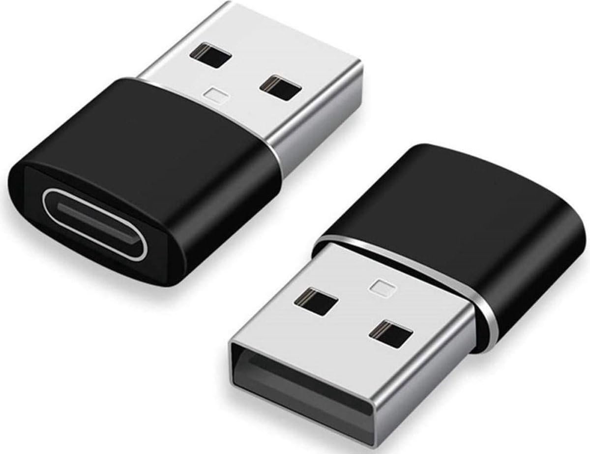 USB-A naar USB-C Adapter 3 Stuks – USB 2.0 Converter (USB-A Male naar USB-C Female) – 480 Mbps Data Overdracht – Plug & Play – Compact Aluminium – Zwart
