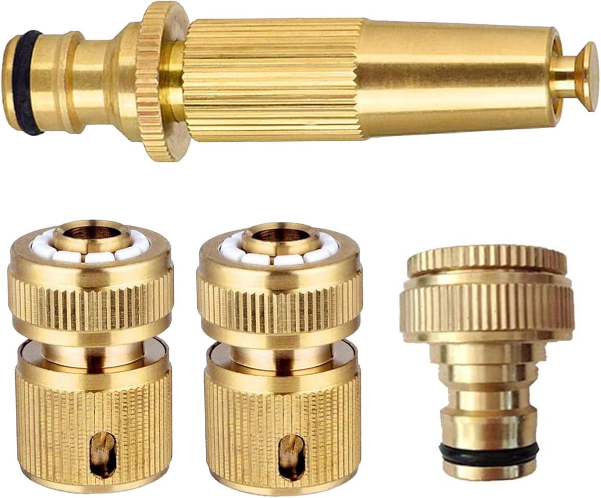 fittingen basisuitrusting voor 13 mm (1/2 ") slang, set kraanaansluiting, snelslangstuk, waterstop, spuit