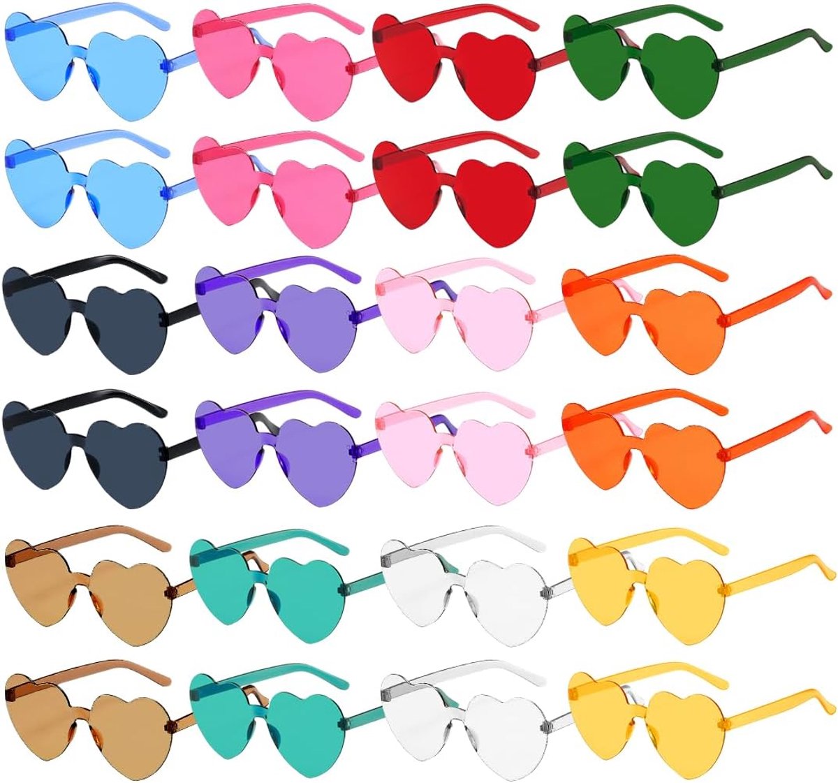 Hartvormige zonnebril, 12 paar, bril, hart, bruiloft, grappige bril voor verjaardag, carnaval, party, cosplay