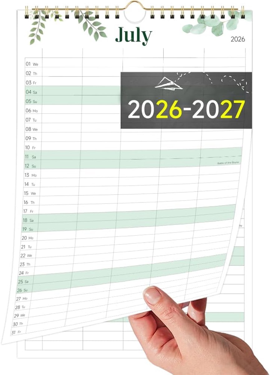 Wandkalender A4 14 maanden - academische planner - 5 kolommen - ideaal voor thuiskantoor - ShopVlot