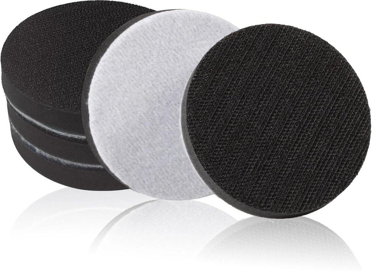 5 Pack 3 inch haak en lus zacht schuimbufferpad, sponskussen buffer steunpad, geen gat, 75 mm voor schuurpad