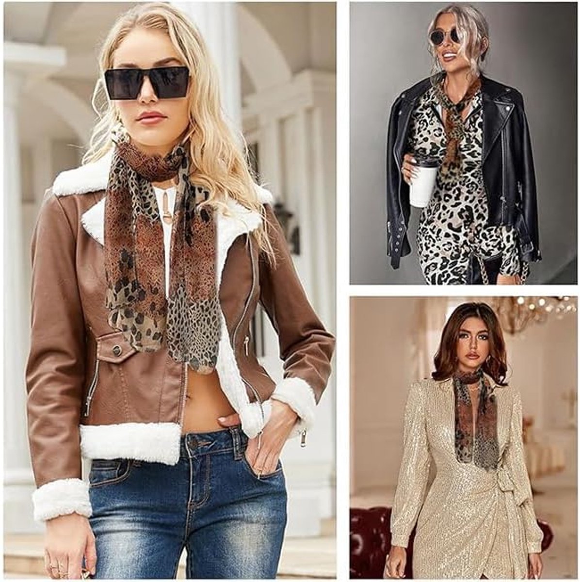 sjaal chiffon zijden sjaal stola dames zomer lichte dierenprint elegante hoogwaardige zijden doek halsdoek lange doeken decoratieve zonwering hoofddoeken sjaal wrap sjaal