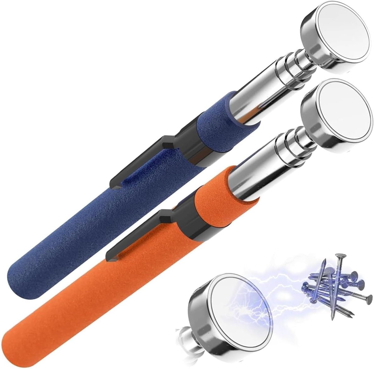 Set van 2 magnetische telescoopgrijpers, 72 cm uitschuifbaar bereik, 3,6 kg sterk draagvermogen, zware afvalgrijper voor tuinafval, afval oprapen, garage-opruiming